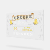 応援とビールから90年の誕生日パーティー アクリルサイン (傾斜)
