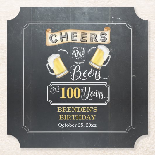 応援とビールが100年の誕生日パーティーへ ペーパーコースター (正面)