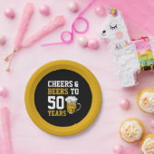 応援とビールが50歳50歳の誕生日まで ペーパープレート (パーティー)