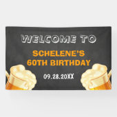 応援とビールが60番目の誕生日背景 横断幕 (横)