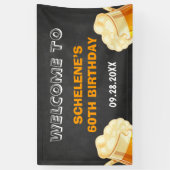 応援とビールが60番目の誕生日背景 横断幕 (縦)