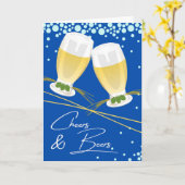 応援とビールのハッピーアニバーサリーホップとバブル カード (黄色い花)