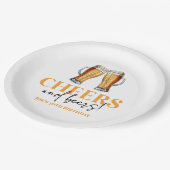 応援とビールのビアグラス誕生日パーティー ペーパープレート (アングル)