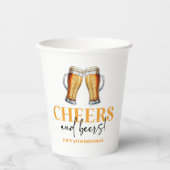 応援とビールのビアグラス誕生日パーティー 紙コップ (正面)