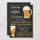 応援とビールの招待アダルトバースデーパーティー 招待状 (正面/裏面)