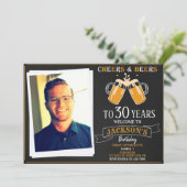 応援とビールの招待フォト大人の誕生日 招待状 (スタンド正面)