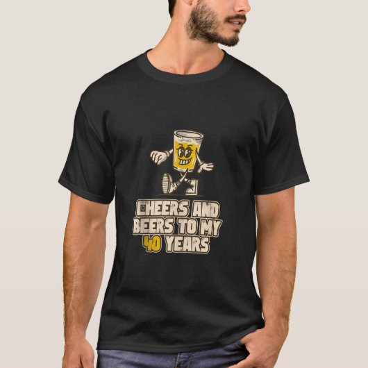 応援とビールの私の40年ビールアザおもしろいーダに Tシャツ (正面)