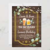 応援とビールの誕生日の招待 招待状 (正面)