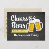 応援とビールの退職パーティー インビテーションポストカード (正面/裏面)