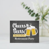 応援とビールの退職パーティー インビテーションポストカード (スタンド正面)