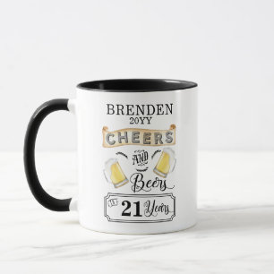応援とビールの21年間誕生日 マグカップ