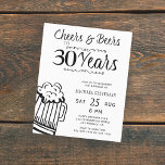 応援とビールの30thの男性の誕生日の招待<br><div class="desc">インフォーマルおもしろいと応援とビール手頃は、男性30歳の誕生日パーティーの招待カードファンシーとタイポグラフィスクリプト、ドードルビールマグ、ヴィンテージスタイルの渦巻き。             年齢またはマイルストーンの成人誕生日パーティーに適している。年齢、名前、パーティー詳細を変更してパーソナライズする簡単!</div>