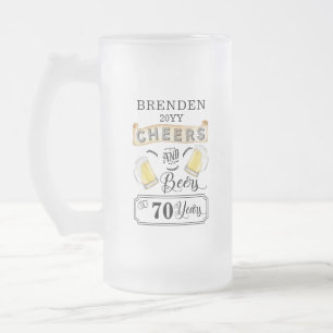 応援とビールの70年誕生日 フロストグラスビールジョッキ