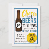 応援とビールは誕生日招待状 招待状 (正面)