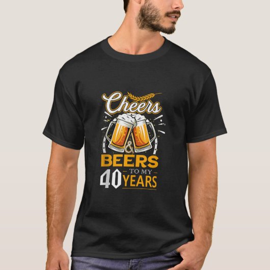 応援とビールを私の40年の誕生日タンクのトップに Tシャツ (正面)