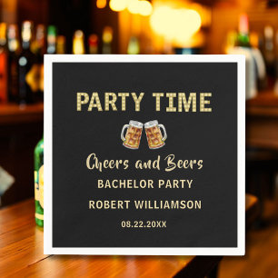 応援とビールパーソナライズされたバチュラーパーティ スタンダードカクテルナプキン