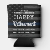 応援とビールパーソナライズされた警察の退職 缶クーラー (裏面)