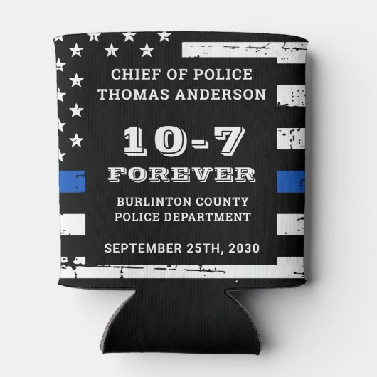 応援とビールパーソナライズされた警察の退職 缶クーラー (裏面)