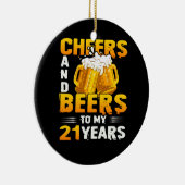 応援とビール私の21年21誕生日ギフト セラミックオーナメント (右)