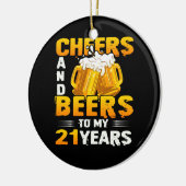 応援とビール私の21年21誕生日ギフト セラミックオーナメント (左)