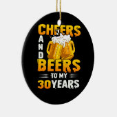 応援とビール私の30年30歳の誕生日プレゼント セラミックオーナメント (右)