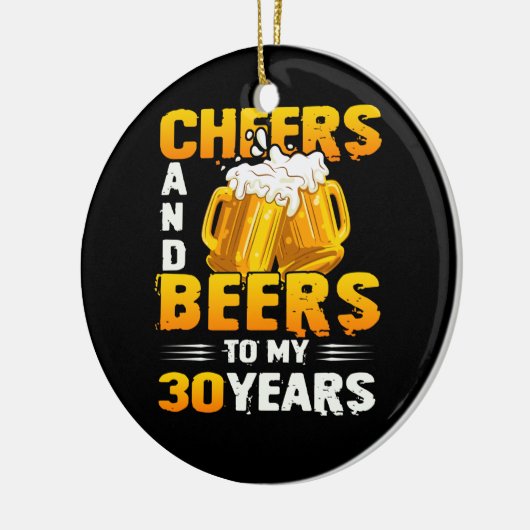 応援とビール私の30年30歳の誕生日プレゼント セラミックオーナメント (左)