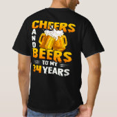 応援とビール私の34年に34誕生日ギフト Tシャツ (裏面)