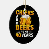 応援とビール私の40年40歳の誕生日プレゼント セラミックオーナメント (右)