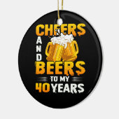 応援とビール私の40年40歳の誕生日プレゼント セラミックオーナメント (左)
