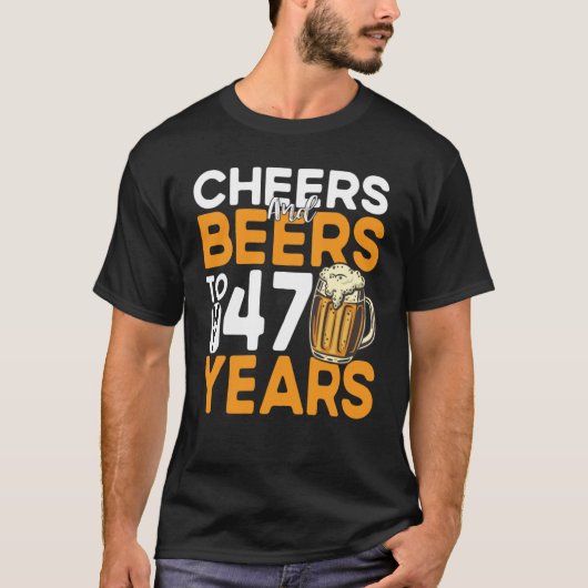応援とビール私の47年47誕生日 Tシャツ (正面)