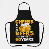 応援とビール私の50年50誕生日ギフト エプロン (正面)
