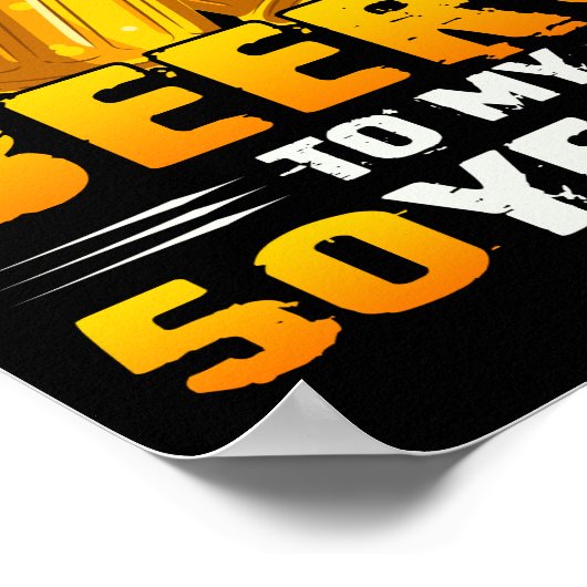 応援とビール私の50年50誕生日ギフト ポスター (角)