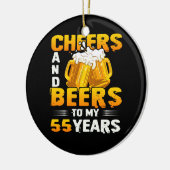 応援とビール私の55年55誕生日ギフト セラミックオーナメント (左)