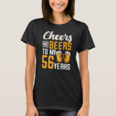 応援とビール私の56年56誕生日 Tシャツ (正面)