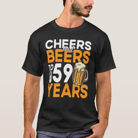 応援とビール私の59年59誕生日 Tシャツ (正面)