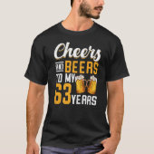 応援とビール私の63年63誕生日1 Tシャツ (正面)
