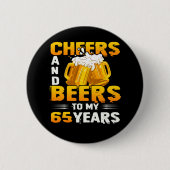 応援とビール私の65年65誕生日ギフト 缶バッジ (正面)