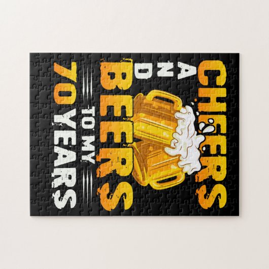 応援とビール私の70年70誕生日ギフト ジグソーパズル (横)