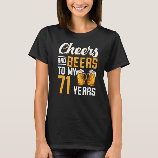 応援とビール私の71年71誕生日 Tシャツ (正面)