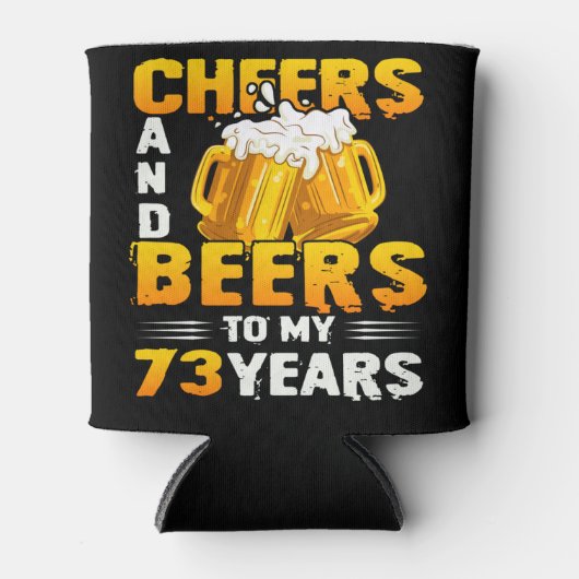 応援とビール私の73年73誕生日ギフト 缶クーラー (正面)