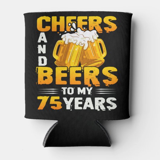 応援とビール私の75年75誕生日ギフト 缶クーラー (正面)