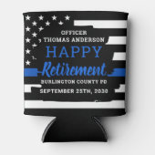 応援とビール薄いブルーライン警察の退職 缶クーラー (正面)