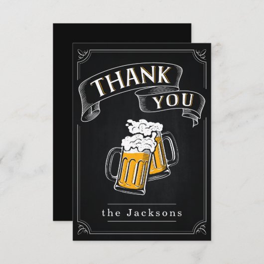 応援とビール誕生日ありがとう 招待状 (正面/裏面)