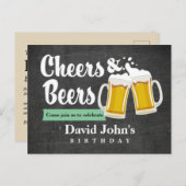 応援とビール誕生日はがき招待状 インビテーションポストカード (正面/裏面)