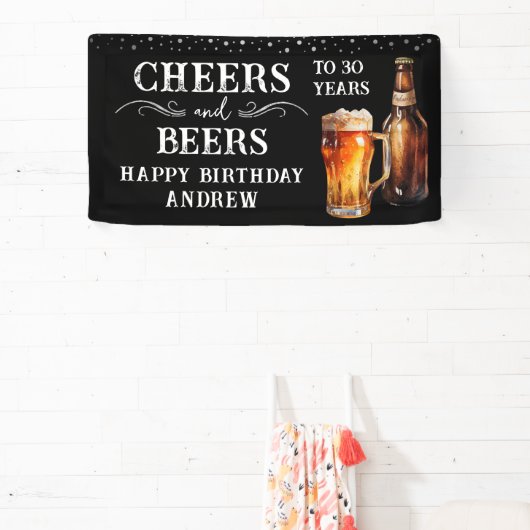 応援とビール誕生日バナー 横断幕 (インサイチュ)