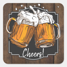 応援とビール誕生日パーティステッカー スクエアシール