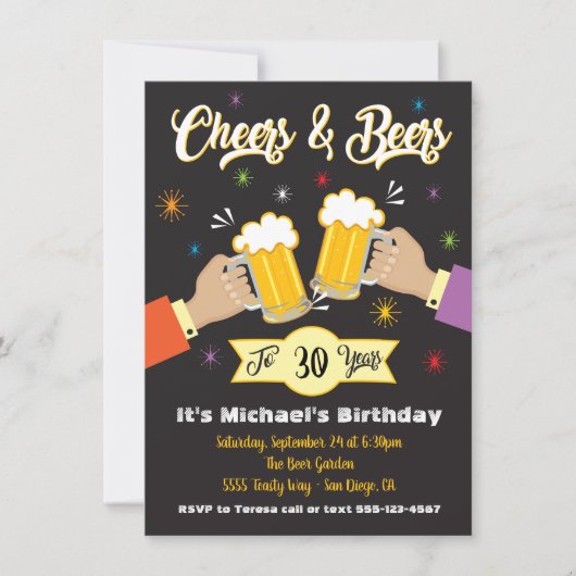 応援とビール誕生日パーティーの招待 招待状 (正面)