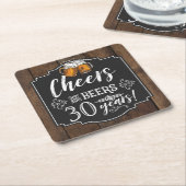 応援とビール誕生日パーティー スクエアペーパーコースター (アングル)