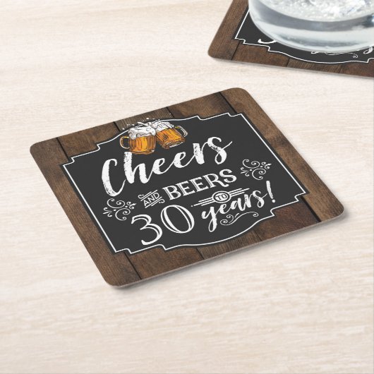 応援とビール誕生日パーティー スクエアペーパーコースター (アングル)