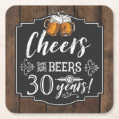 応援とビール誕生日パーティー スクエアペーパーコースター (正面)